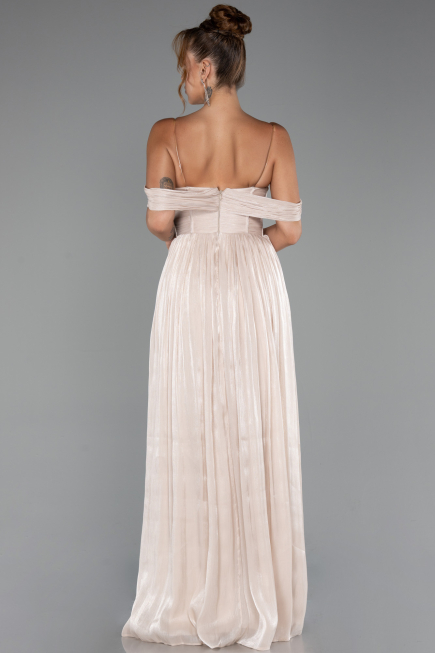 Partykleid Lang Chiffon Beige ABU5283