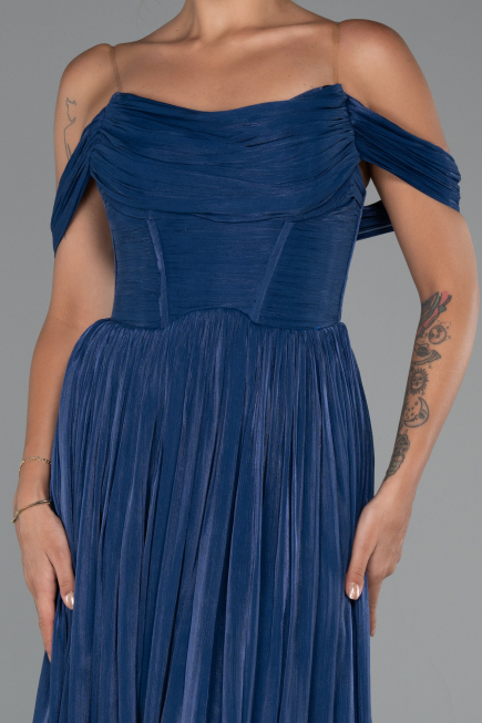 Partykleid Lang Chiffon Marineblau ABU5283