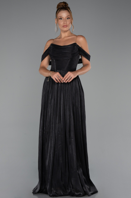 Partykleid Lang Chiffon Schwarz ABU5283