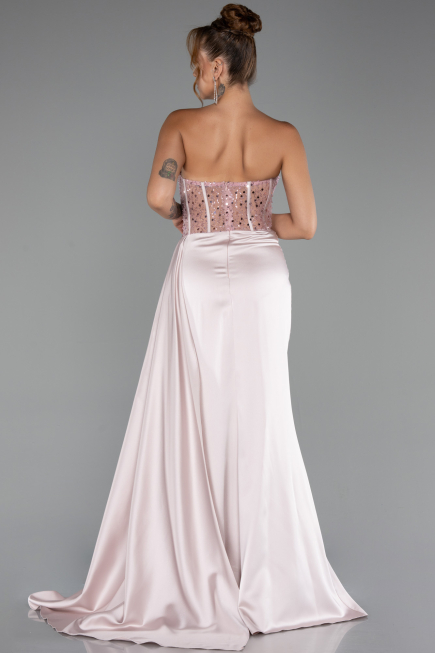 Abendkleid Lang Satin Puder ABU5288