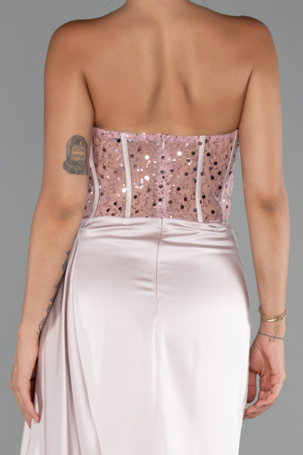 Abendkleid Lang Satin Puder ABU5288