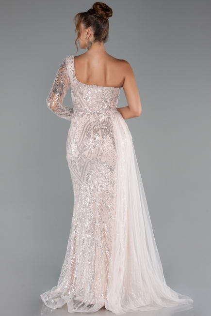 Abendkleid Lang Perlenbesetzt Puder ABU5269