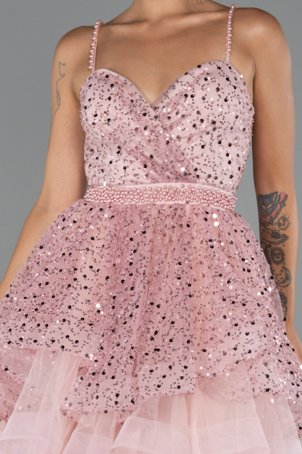Abendkleid Kurz Puder ABK2435