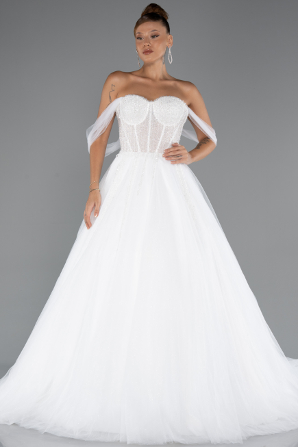 Hochzeitskleider Lang Weiß ABG103