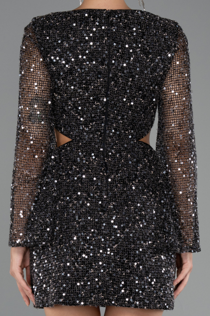 Partykleid Kurz Schuppig Schwarz ABK2438