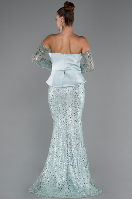 Abendkleid Lang Perlenbesetzt Minzgrün ABU5303