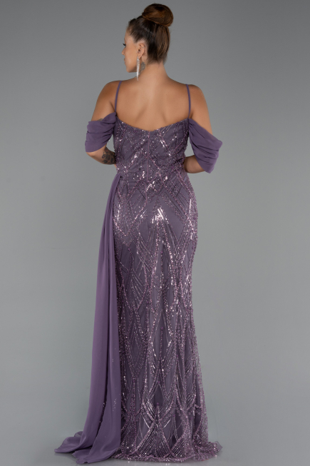 Abendkleid Lang Perlenbesetzt Lavendel ABU5316
