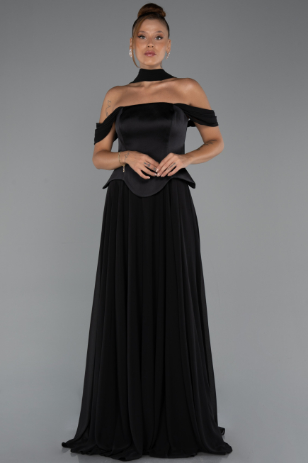 Abendkleid Lang Chiffon Schwarz ABU5327