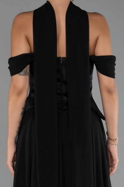 Abendkleid Lang Chiffon Schwarz ABU5327