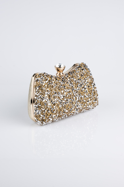 Abendtasche Steinbesetzt Gold SH828