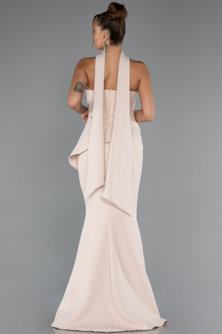 Abendkleid im Meerjungfrau-Stil Lang Beige ABU5329
