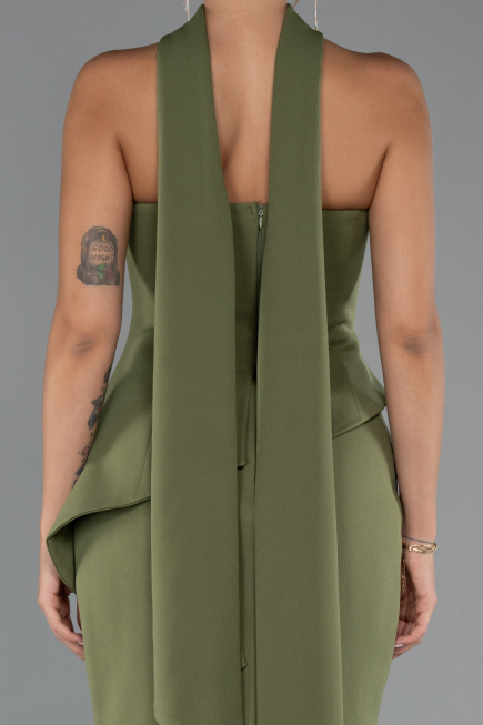 Abendkleid im Meerjungfrau-Stil Lang Khaki ABU5329