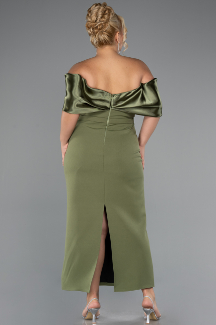 Einladungskleid In Übergröße Midi Khaki ABK2379