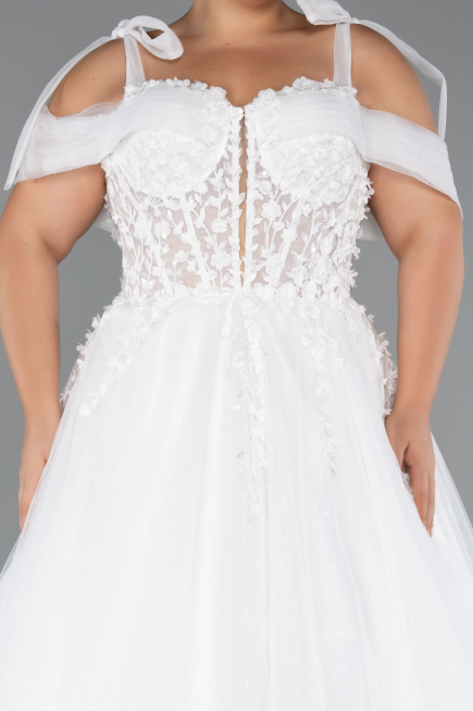 Brautkleid in Großen Größen Lang Weiß ABG052