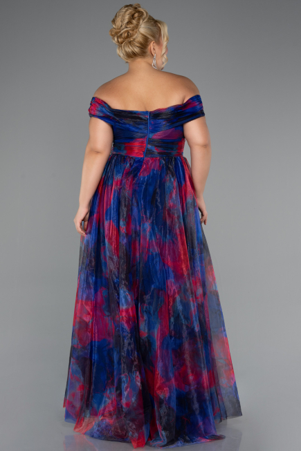 Abendkleid in Übergröße Lang Marineblau ABU5263