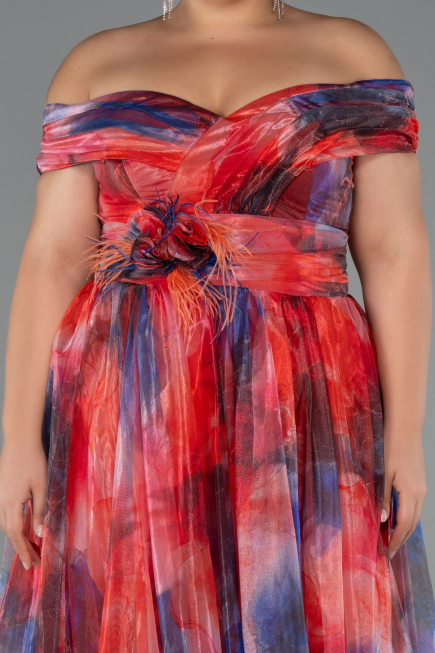 Abendkleid in Übergröße Lang Orange ABU5263