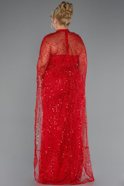 Brautkleid In Übergröße Lang Perlenbesetzt Rot ABU5328