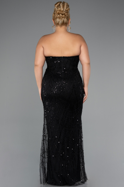 Brautkleid In Übergröße Lang Perlenbesetzt Schwarz ABU5328