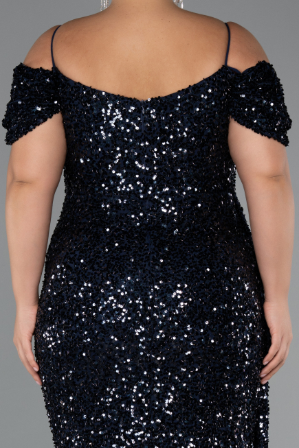 Abendkleid in Übergröße Lang Marineblau ABU5232