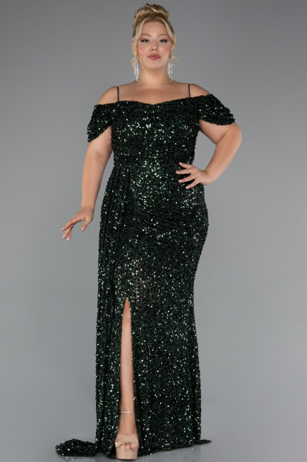 Abendkleid in Übergröße Lang Smaragdgrün ABU5232