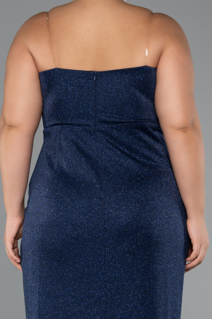Abendkleid in Übergröße Lang Marineblau ABU5340