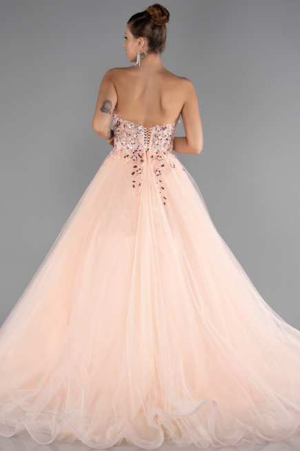Designer Abendkleid Lang Lachs ABU5342