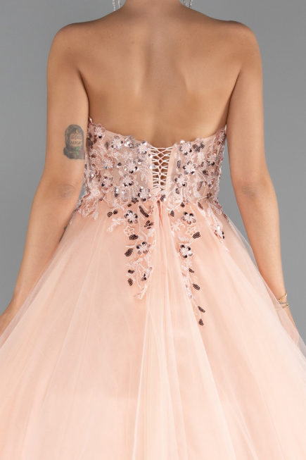Designer Abendkleid Lang Lachs ABU5342