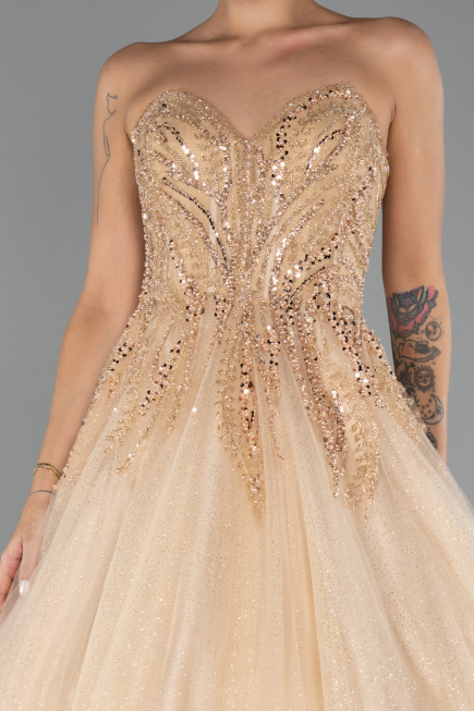 Designer Abendkleid Lang Gold ABU5343