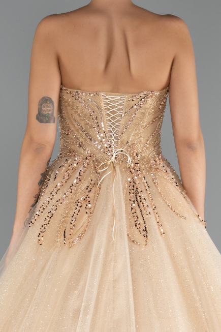 Designer Abendkleid Lang Gold ABU5343