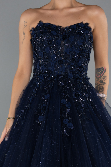 Designer Verlobungskleid Lang Marineblau ABU5344