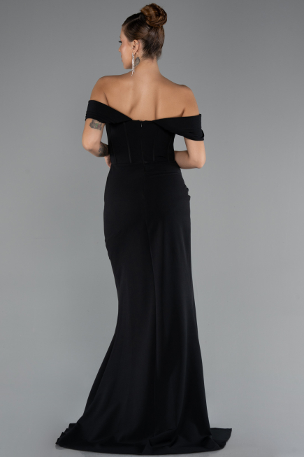 Abendkleid im Meerjungfrau-Stil Lang Schwarz ABU5350