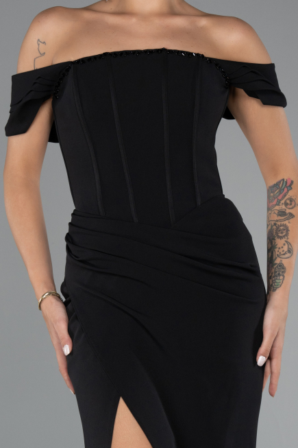 Abendkleid im Meerjungfrau-Stil Lang Schwarz ABU5350