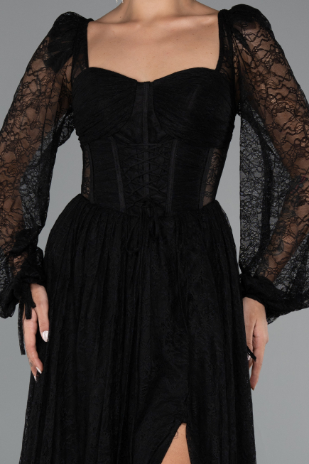 Abendkleid Lang Spitze Schwarz ABU5334
