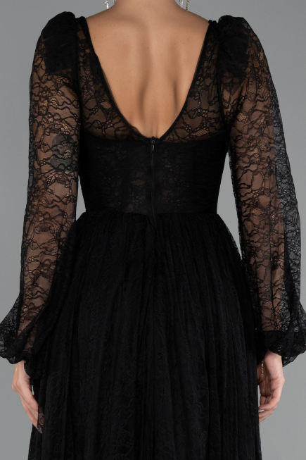 Abendkleid Lang Spitze Schwarz ABU5334