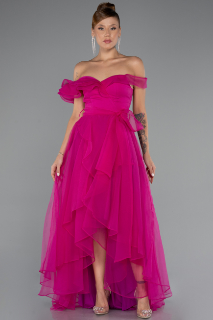 Abschlusskleid Vorne Kurz-Hinten Lang Fuchsie ABO120