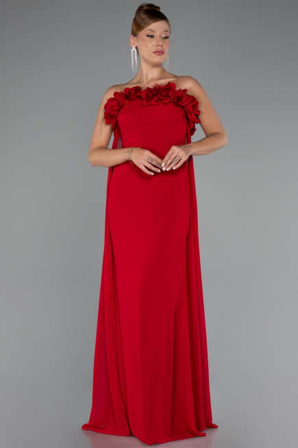 Abschlusskleid Lang Chiffon Rot ABU5351