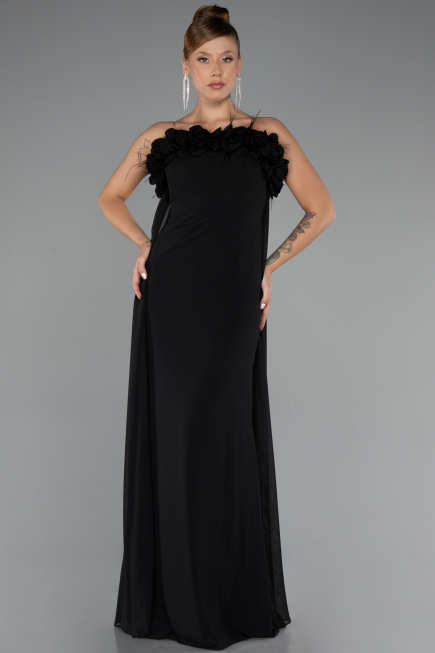 Abschlusskleid Lang Chiffon Schwarz ABU5351