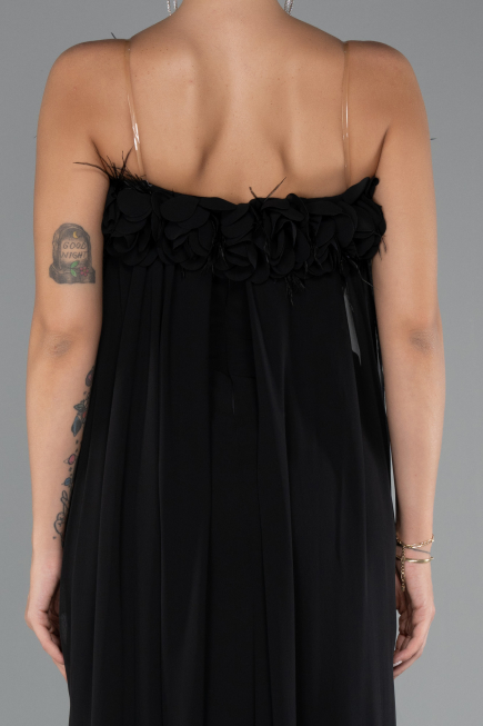 Abschlusskleid Lang Chiffon Schwarz ABU5351
