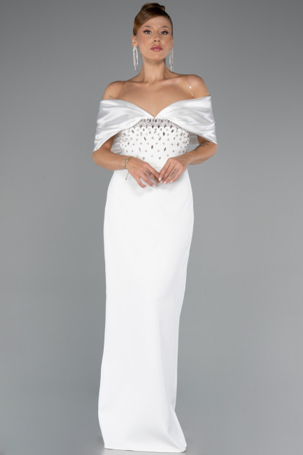 Standesamtkleid Lang Weiß ABU5352