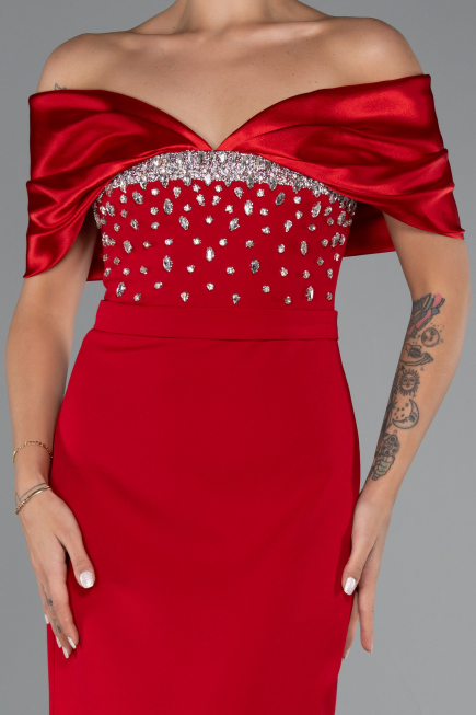 Standesamtkleid Lang Rot ABU5352