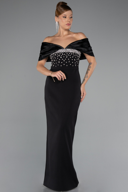 Standesamtkleid Lang Schwarz ABU5352