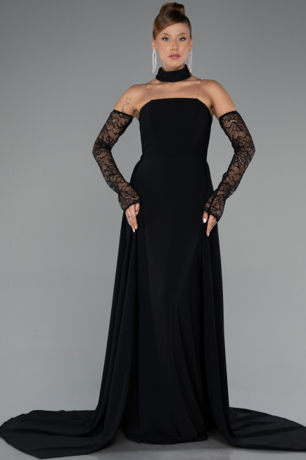 Standesamtkleid Lang Schwarz ABU5355
