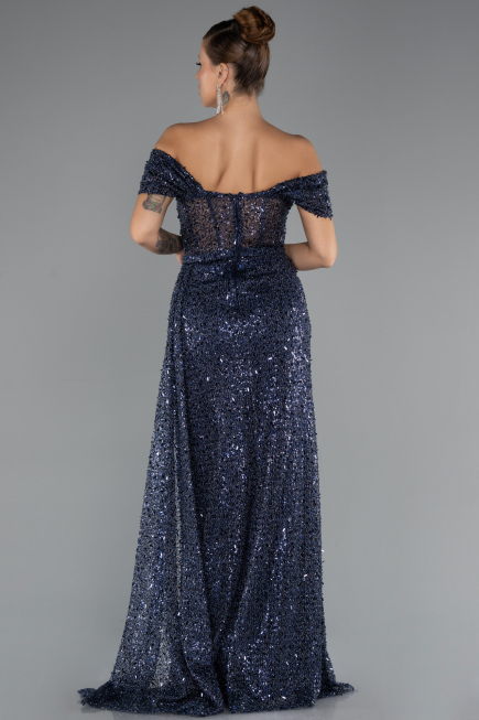 Abendkleid Lang Marineblau ABU5338