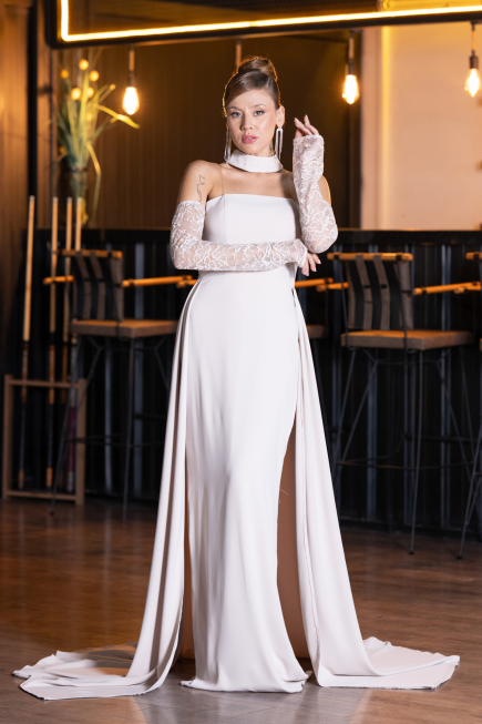 Standesamtkleid Lang Beige ABU5355
