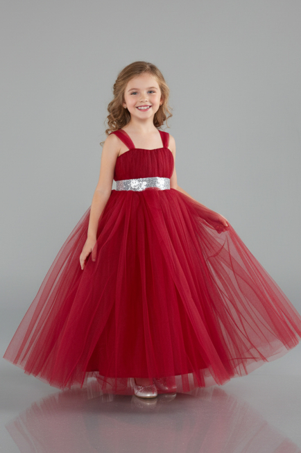 Weinrot Abendkleid Für Kinder Lang ABU3031