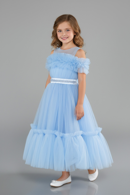 Abendkleid für Kinder Lang Blau ABU4221