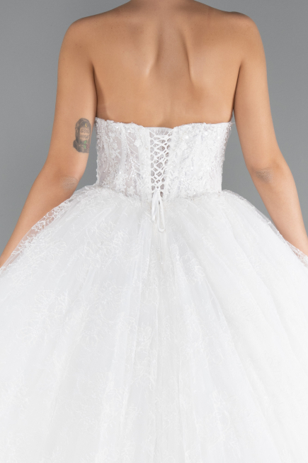 Hochzeitskleider Lang Spitze Weiß ABG163