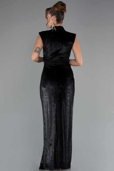 Abendkleid Lang Samt Schwarz ABU5373