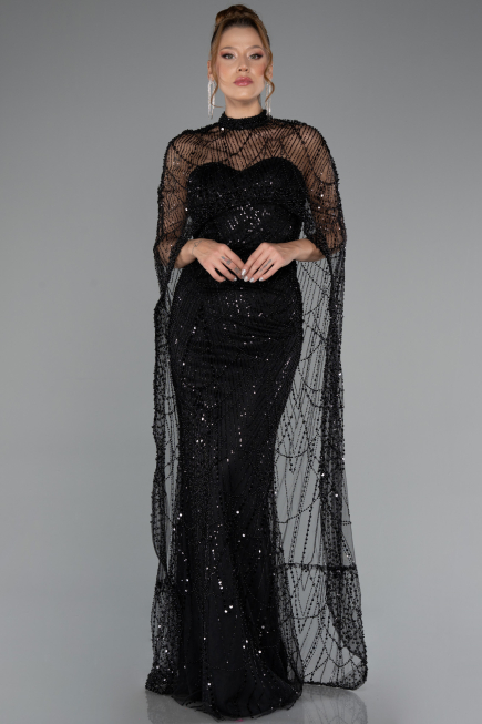 Schwarz Abendkleid Lang ABU4517