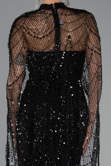 Schwarz Abendkleid Lang ABU4517
